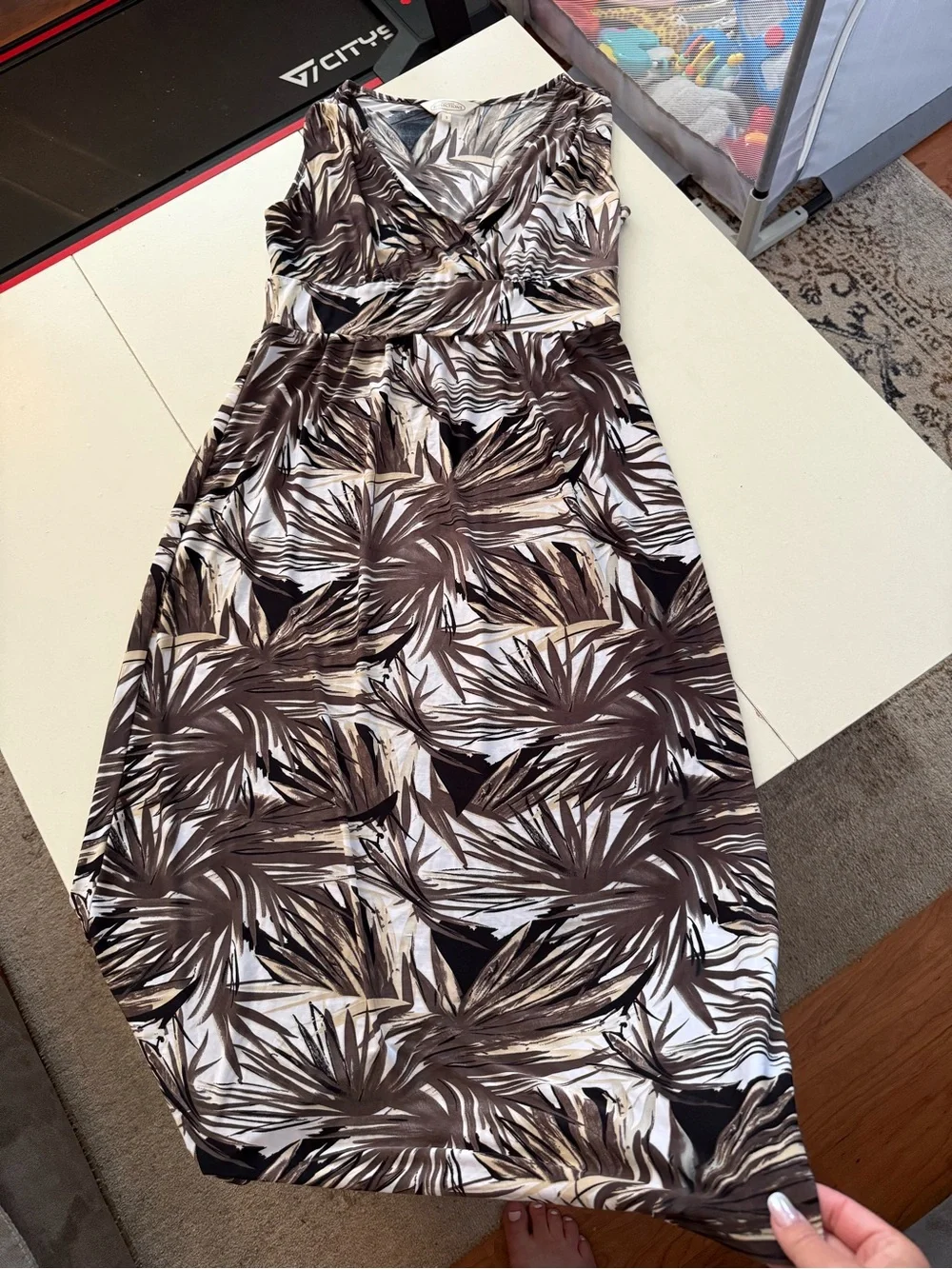 Northern Reflections Tropical Palm Maxi Sleeveless Dress Earthy Boho Vacation - Picture 2 of 6